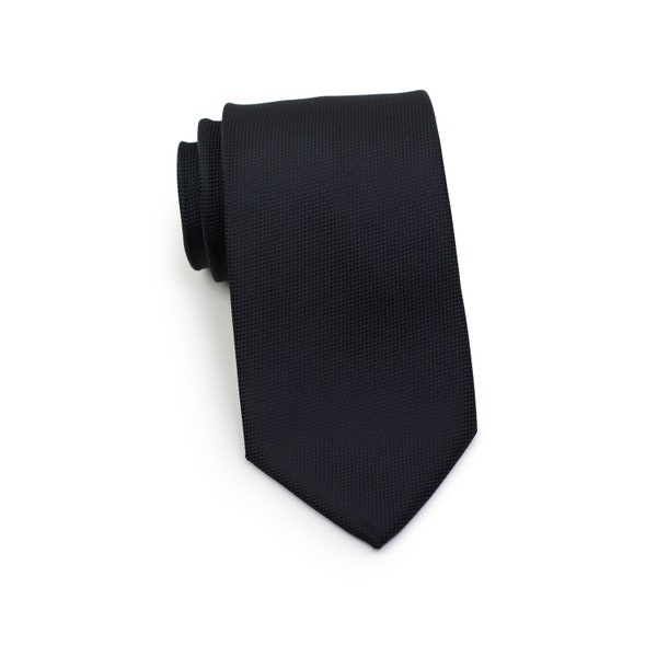 Solid Matte Black Tie | Solid Colored Mens Tie in Matte Black | Microtexture Mens Necktie in Matte Jet Black Finish | Formal Mens Ties