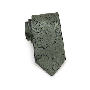 Fern Green Paisley Tie | Mens Autumn Paisley Tie in Moss and Fern Green