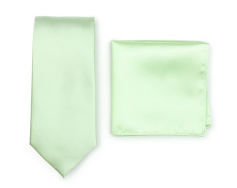 TieMart Men's Mint Green Solid Necktie - Heavyweight Woven, Classic 3.5" Width, 57" Long