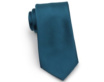 Peacock XL Tie | Extra Long Necktie in Dark Teal Blue | Men's XXL Sized Tie in Dark Peacock Teal | XL Length Tie Size (fits men 6'3"+)