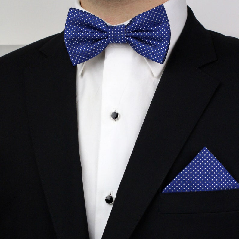 Royal Blue Bow Tie Set Mens Bow Ties and Pocket Squares in Etsy