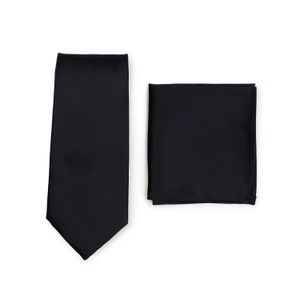 Black Skinny Tie Solid Black Skinny Necktie Slim Cut Tie in Jet Black Narrow Skinny Mens Tie in Black Satin Finish 2.25 inch width image 7