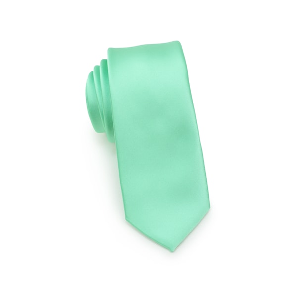 Kids Tie Mint | Mint Green Tie for Boys | Solid Color Kids Necktie for Boys - satin finish (fits ages 5 - 12)