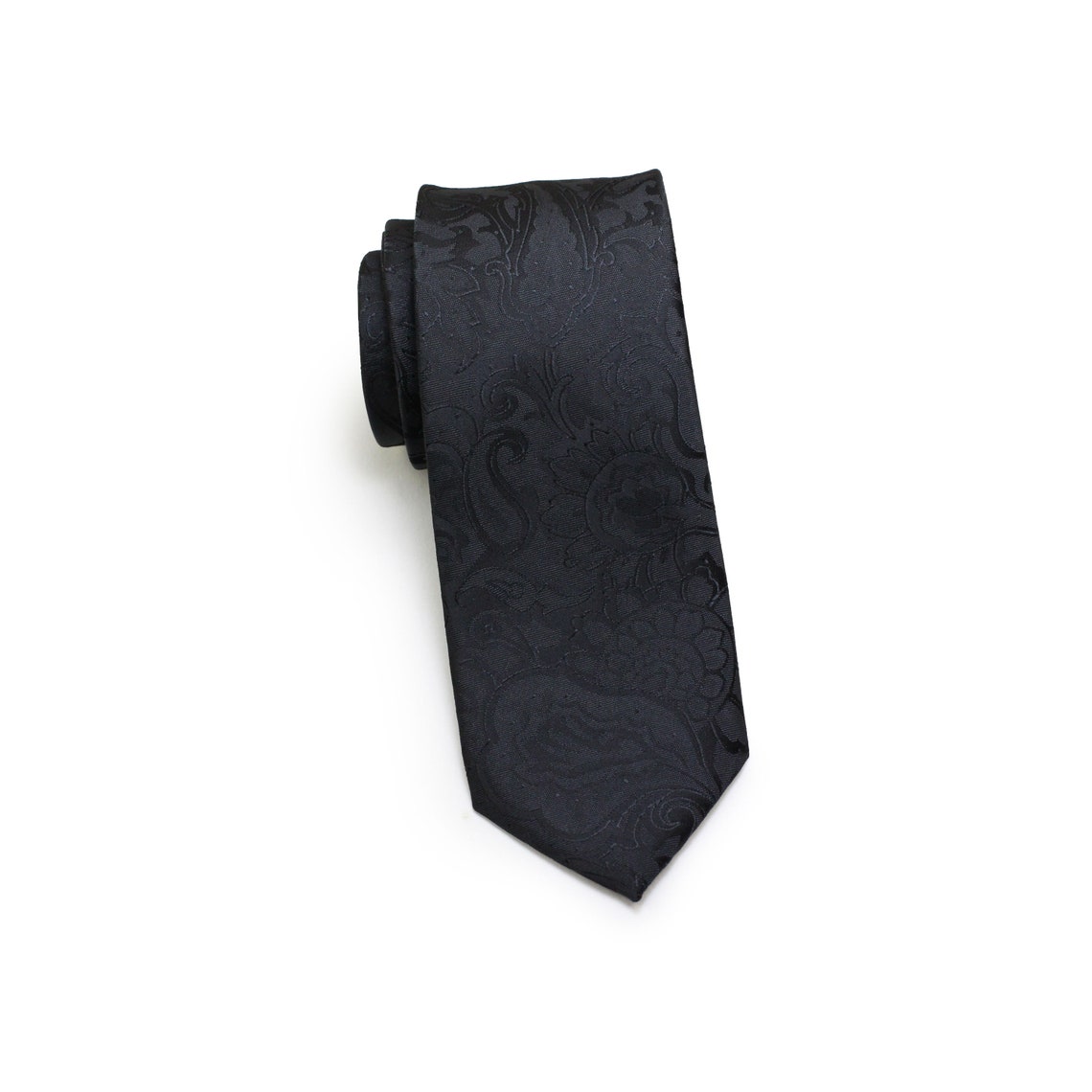 Black Paisley Tie Formal Black Mens Tie in Black with Etsy
