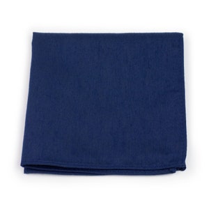 Matte Navy Pocket Square | Matte Linen Textured Pocket Square in Dark Navy Blue