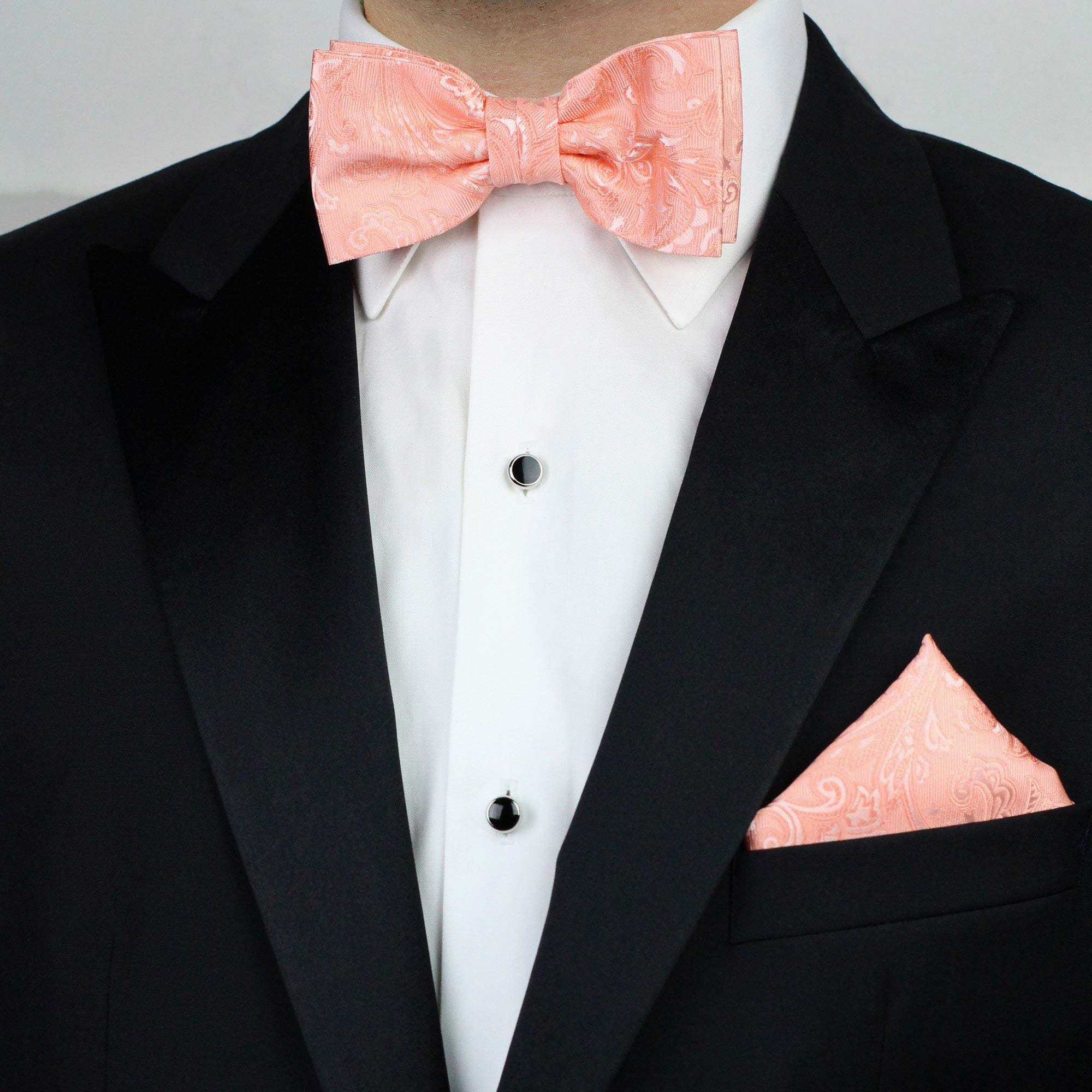 peach and black tie
