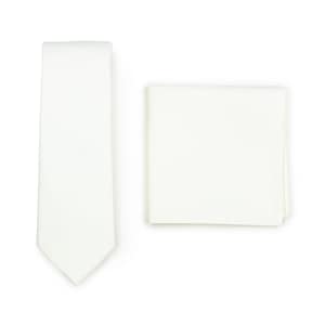 Slim Cut Tie Set in Ivory | Mens Tie in Skinny Width in Vanilla Cream