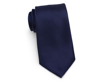 | de cravate marine extra-longue Xl Necktie dans Solid Navy | Cravate de mariage pour hommes dans la marine en XXL Longueur (convient aux hommes au-dessus de 6'3 »)