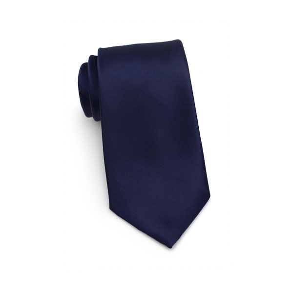 Extra Long Navy Tie | XL Necktie in Solid Navy | Men's Wedding Tie in Navy in XXL Length (fits men above 6'3")