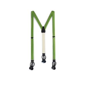 Clover Green Suspenders | Formal Dress Suspenders in Flora Green | Elegant Adult Suspenders in Green for Prom and Weddings
