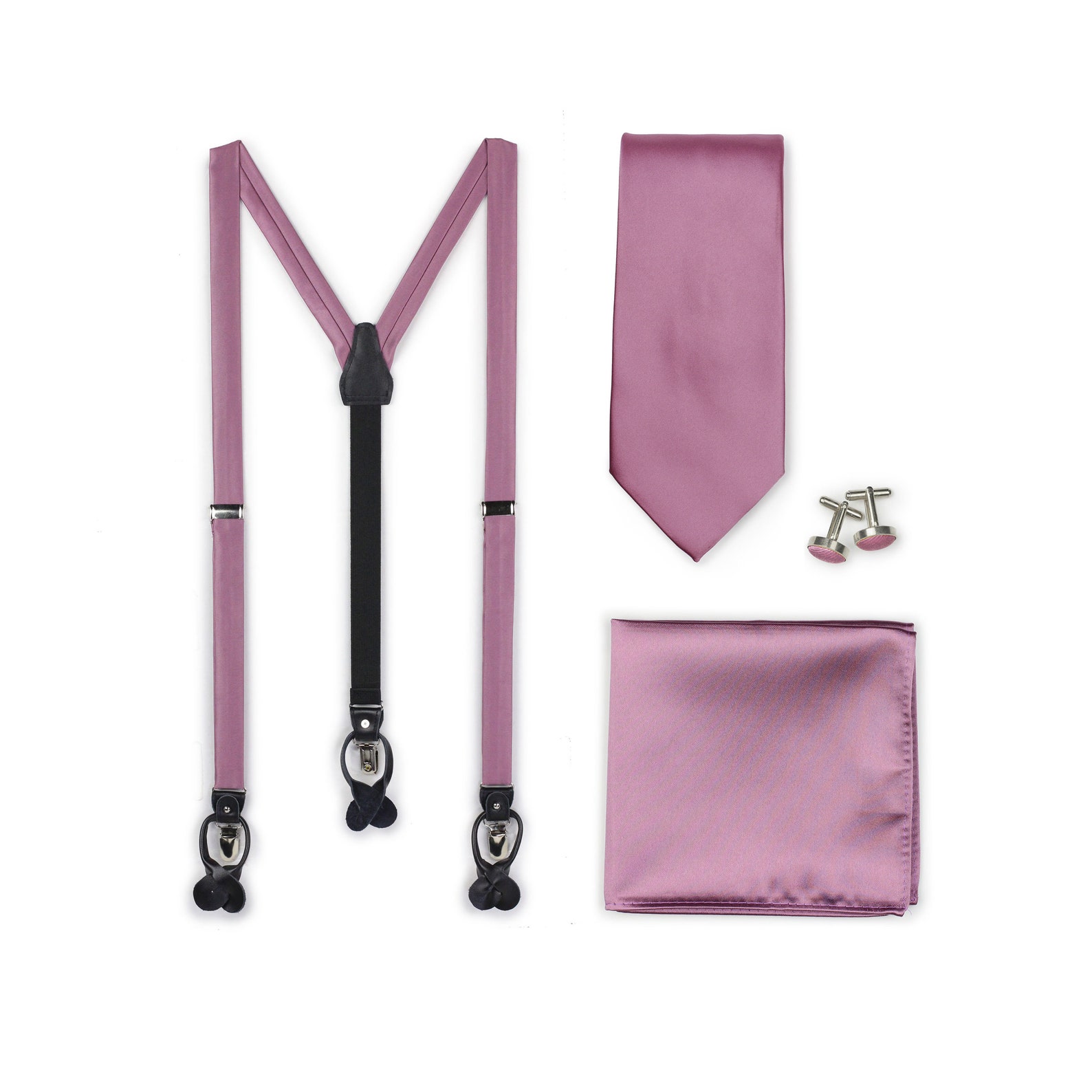 Magenta Suspender And Bow Tie Set For Men & Women – Adults Wedding Formal Wear, 1" Wide Up To 40"