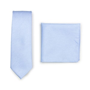 Mens Tie Set in Blue Bird | Slim Cut Necktie + Hanky Set in Blue Bird