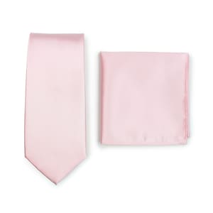 Blush Necktie & Pocket Square Set Wedding Tie Set in Blush Pink image 1