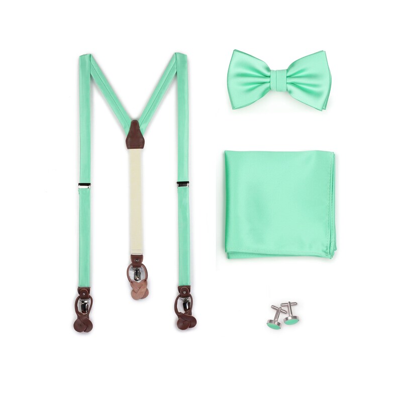 Mint Green Suspender Tie Set Mens Suspender Necktie Etsy