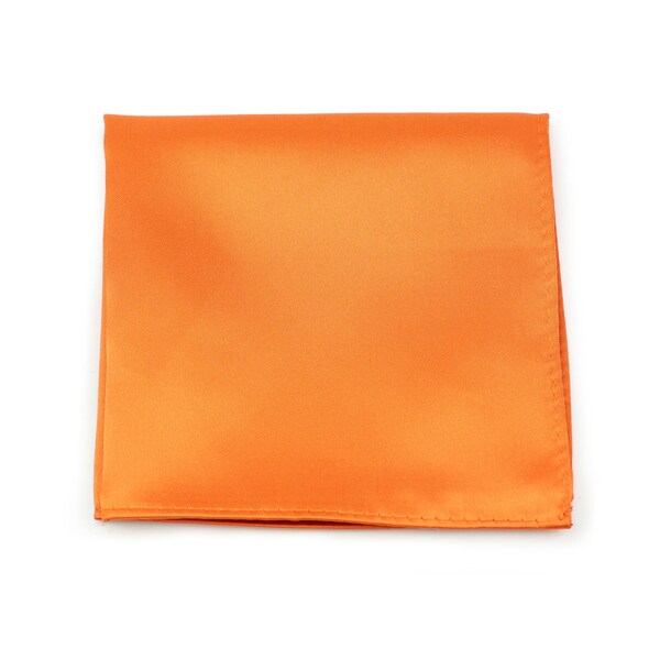 Orange Pocket Square | Bright Solid Orange Pocket Square | Formal Satin Finish Handkerchief in Bright Tangerine Orange (10 x 10 inch)