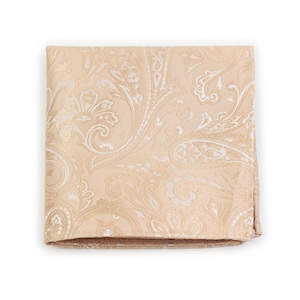Cream Paisley Hanky | Champagne Suit Hanky with Paisley Pattern