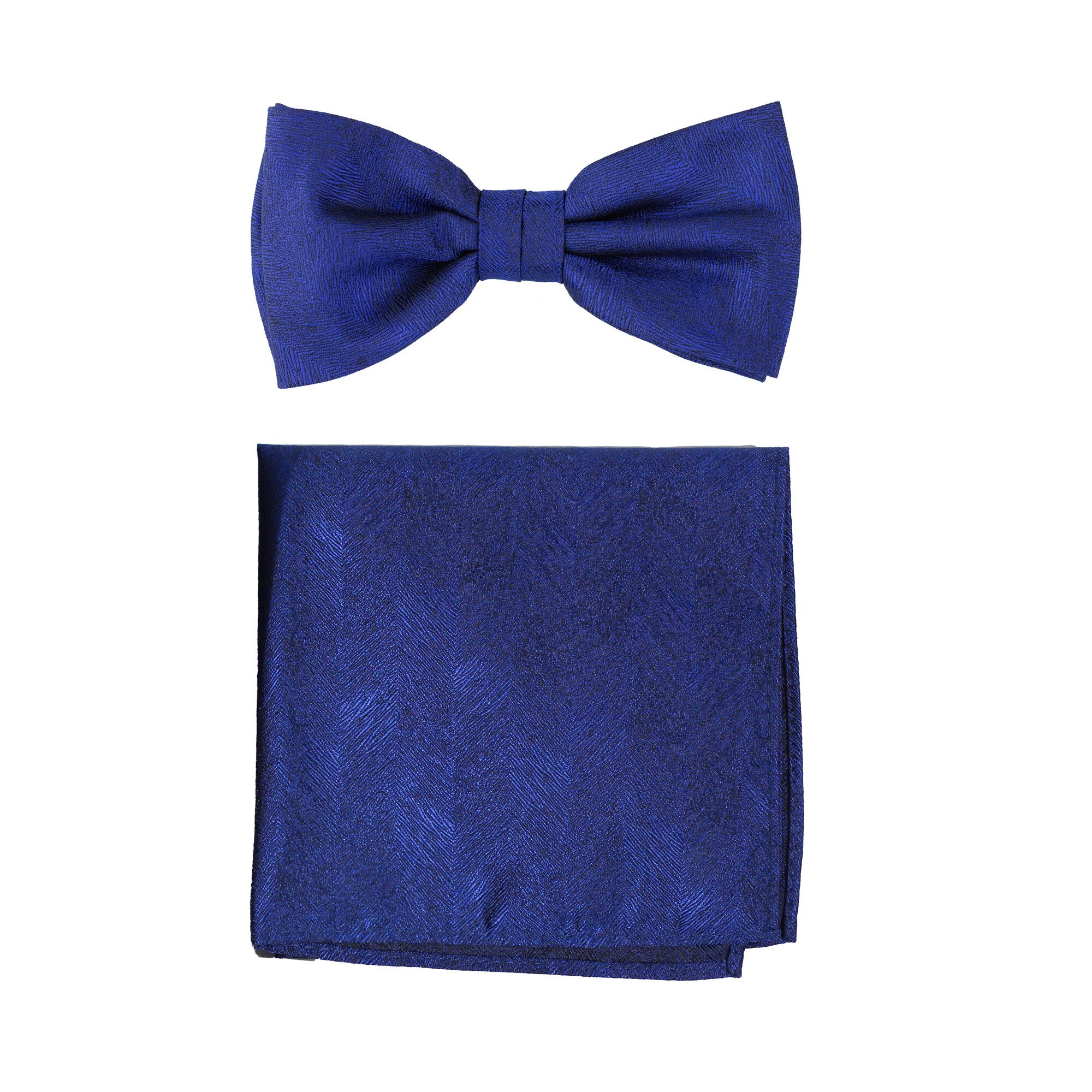 Necktie Set in Dress Blue | Woodgrain Weave Designer Tie + Pocket Square in Dress Blue
