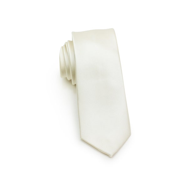Cream Kids Tie | Boys Necktie in Solid Cream | Formal Kids Tie in Cream with Elegant Satin Finish (fits ages 5-10)