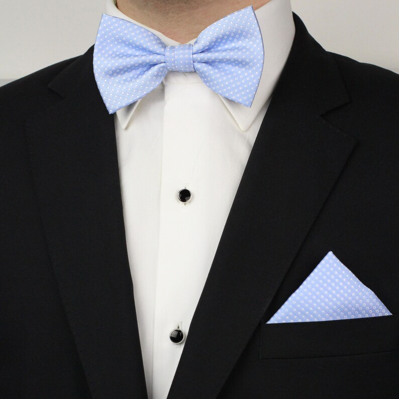 Bow Tie Set in Baby Blue Men's Bow Tie and Pocket Square - Etsy