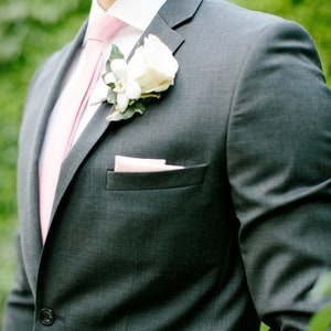 Blush Necktie & Pocket Square Set Wedding Tie Set in Blush Pink image 2