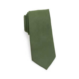 Olive Green Skinny Tie | Woolen Textured Skinny Tie in Dark Olive Green