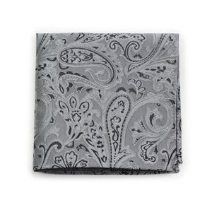 Silver Gray Paisley Hanky | Silver Gray Paisley Suit Hanky
