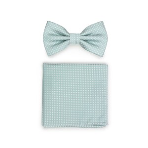 Dusty Mint Bow Tie Set | Bow Tie and Pocket Square Set in Dusty Mint | Mint Green Wedding Bow Ties with Matching Hanky