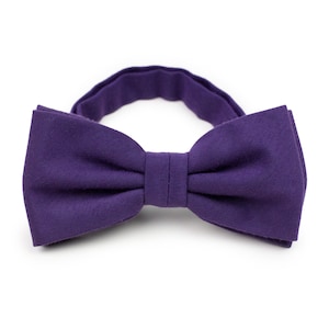 Solid Grape Bow Tie | Wool Textured Mens Bow Tie in Grape Purple