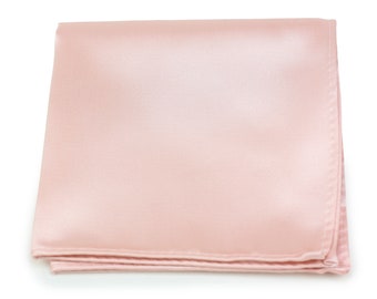 Peach Blush Pocket Square | Men's Solid Color Pocket Square in Peach Blush | Wedding Men's Handkerchief in Peach Blush Pink - Size: 10x10