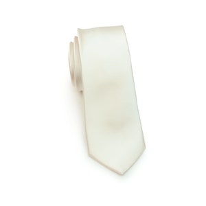 Cream Skinny Tie | Men&#39;s Skinny Tie in Cream | Solid Cream Colored Necktie in Slim Cut Width | Narrow Tie in Skinny Cut of 2.25&quot;