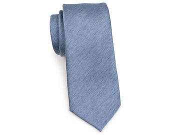 Steel Blue Skinny Tie | Modern Narrow Cut Mens Tie in Steel Blue - Matte Finish Solid Color Tie in Steel Blue