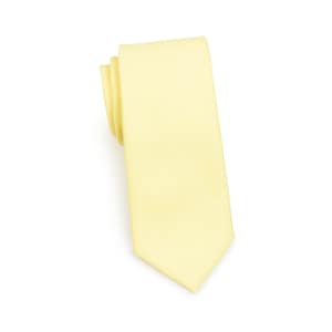 May include: A pale yellow silk necktie.