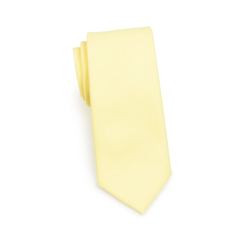 May include: A pale yellow silk necktie.