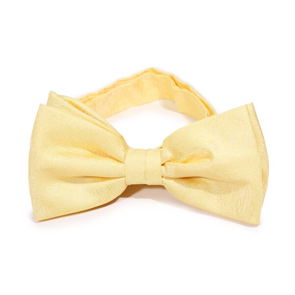 Bow Tie in Spring Yellow | Pastel Spring Yellow Bow Tie with Woodgrain Texture