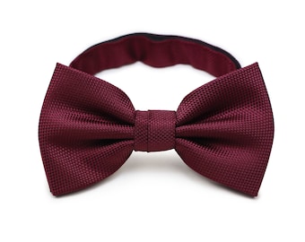 Burgundy Bow Tie | Matte Burgundy Red Bow Tie | Burgundy Red Solid Color Bow Tie in Matte Finish in Pre-Tied Style