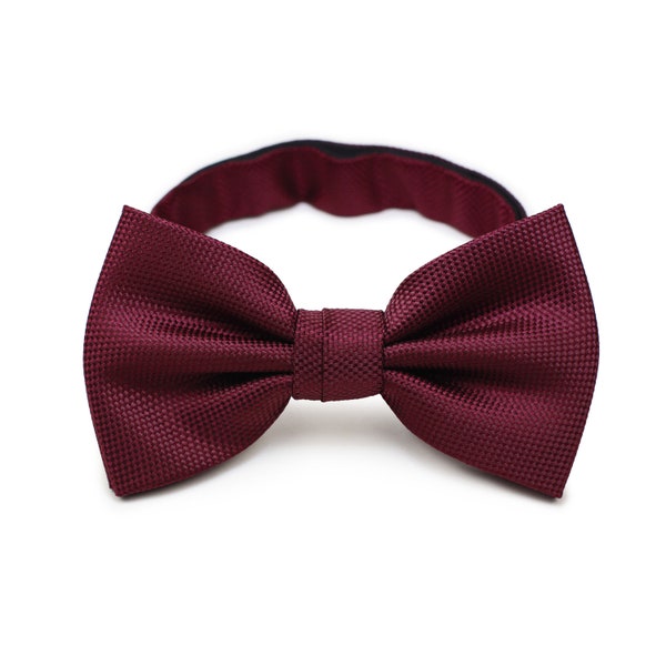 Burgundy Bow Tie | Matte Burgundy Red Bow Tie | Burgundy Red Solid Color Bow Tie in Matte Finish in Pre-Tied Style