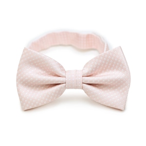 Wedding Bow Tie | Blush Pink Bowtie for Groom + Groomsmen | Pin Dot Bow Tie Blush Pink (pre-tied style, adjustable length)