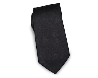 Woodgrain Texture Tie in Jet Black - Modern Jet Black Mens Wedding Necktie