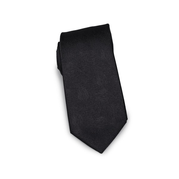 Woodgrain Texture Tie in Jet Black - Modern Jet Black Mens Wedding Necktie