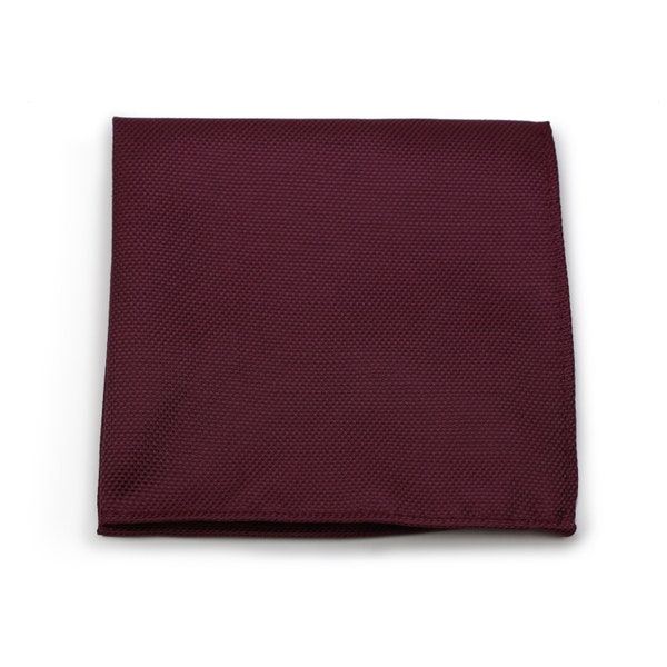 Matte Burgundy Pocket Square | Solid Color Mens Pocket Square in Burgundy Red | Suit Hanky for Weddings in Matte Burgundy Red