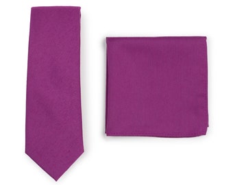 Sangria Tie Set | Skinny Tie + Pocket Square in Deep Sangria Pink