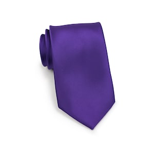 Regency Purple Tie | Men&#39;s Necktie in Regency Purple | Solid Color Necktie in Shiny Regency Purple | Wedding Tie in Purple - 3.25&quot; width
