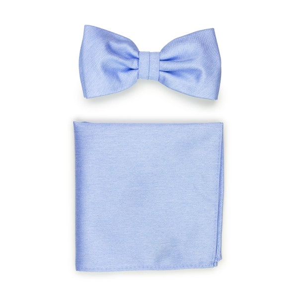 Blue Bird Bow Tie Set | Light Blue Summer Bow Tie + Hanky Set