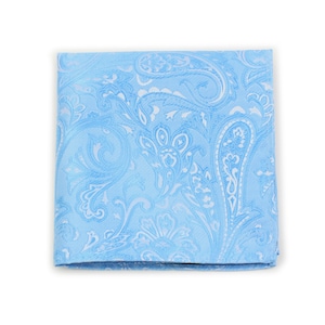 Sky Blue Hanky | Suit and Tuxedo Pocket Square in Sky Blue Paisley Design