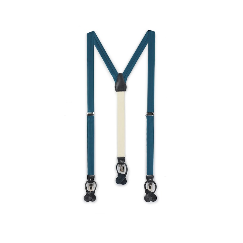 Wedding Suspender and Tie Set in Oasis Teal Blue Bow Tie Bow Tie Set Peacock Color Mens Suspender Pocket Square Teal Suspender