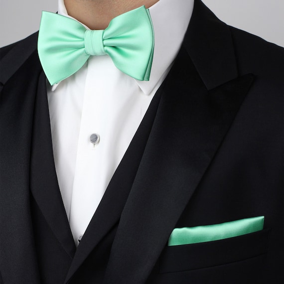 Mint Green Bow Tie Set Bow Tie With Matching Pocket Square - Etsy