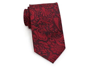 Wijn Rode Paisley Tie | Mannen stropdas in wijn rood met Paisley Design | Wijn Rood, Bourgogne, Claret, Bordeaux Gekleurde Paisley Stropdas