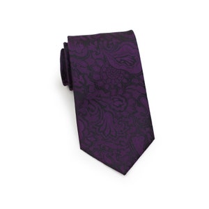 Plum Paisley Tie | Mens Necktie in Plum Purple | Wedding Paisley Ties in Plum Purple | Groom and Groomsmen Ties in Plum Purple