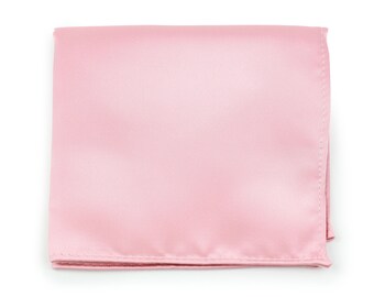 Petal Pink Pocket Square | Men's Pocket Hanky in Petal Pink | Satin Finish Solid Colored Pocket Square in Petal Pink (10 x 10 inch)