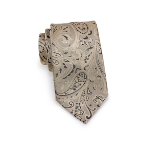 Formal Gold Paisley Tie | Groom and Groomsmen Necktie in Bronze Gold Paisley Design